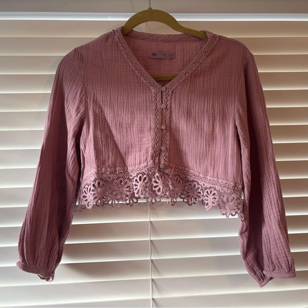 Zara Girls - Pink Lace Trim Blouse